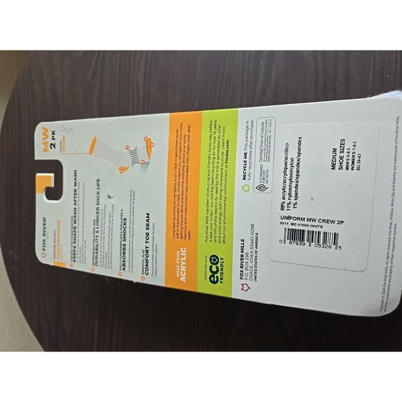 Fox River Medium Weight, 2 pairs, USA white Work Performance Mens 6-8.5 - Picture 3 of 4